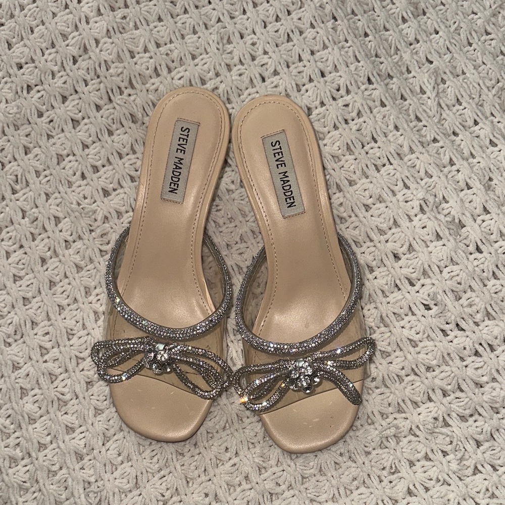 Steve Madden Silver Embellished kitten heels